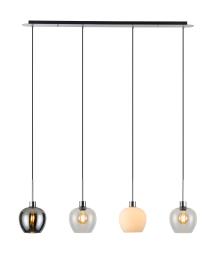 DK1327  Lori Linear Pendant, 4 Light Adjustable E27, Polished Chrome/Chrome/Opal/Clear Wine Shades
